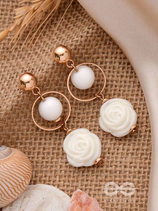 The Snowy Rose- Golden Embellished Earrings