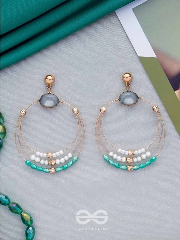 The Lunar Loops- Golden Embellished Earrings