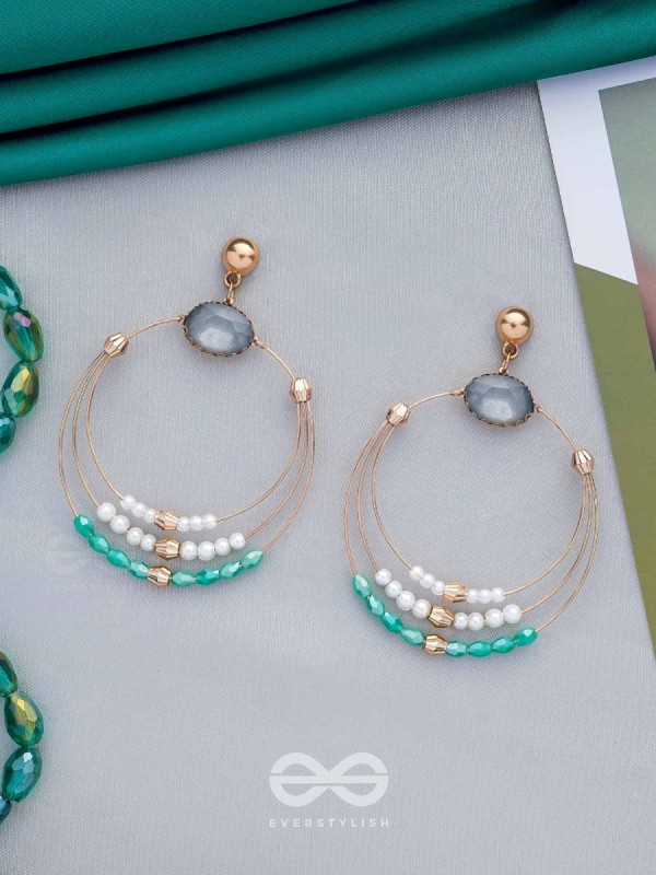 The Lunar Loops- Golden Embellished Earrings