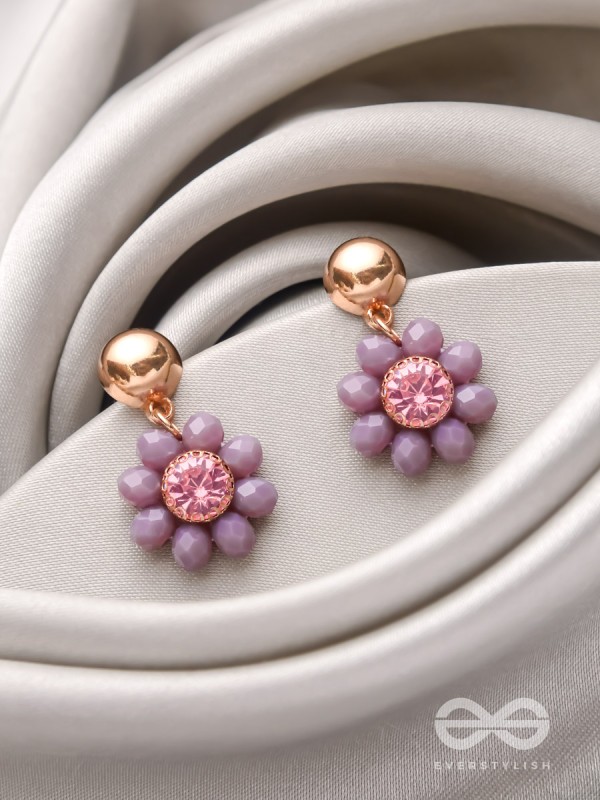 The Purple Petals- Golden Embellished Earrings