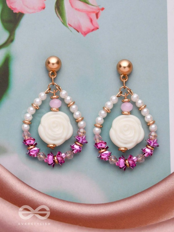 The Rose Garden- Golden Embellished Earrings