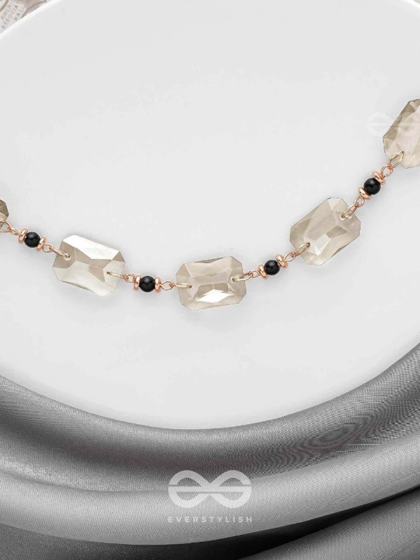 The Shimmering Nightfall- Golden Embellished Necklace