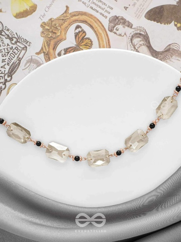 The Shimmering Nightfall- Golden Embellished Necklace