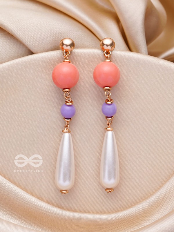 The Frosty Raindrops- Golden Pearl Earrings