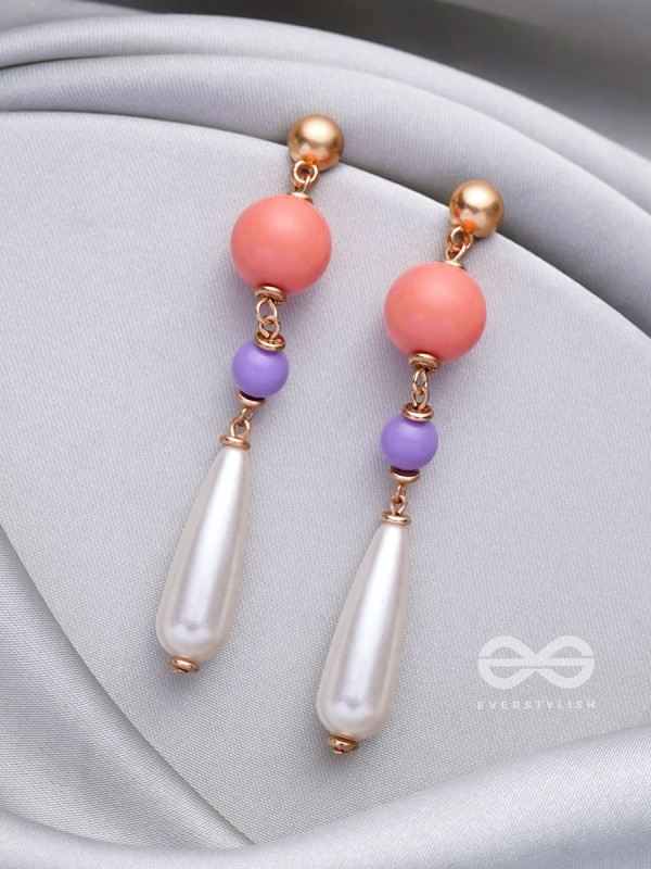 The Frosty Raindrops- Golden Pearl Earrings