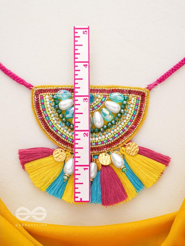 Aashara- The Crimson Fire- Pearls, Stones & Beads Embroidered Necklace 