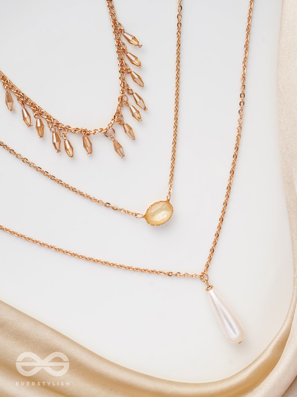 The Reality Stone -  Golden Layered Necklace  With Anti-Tarnish Coating 