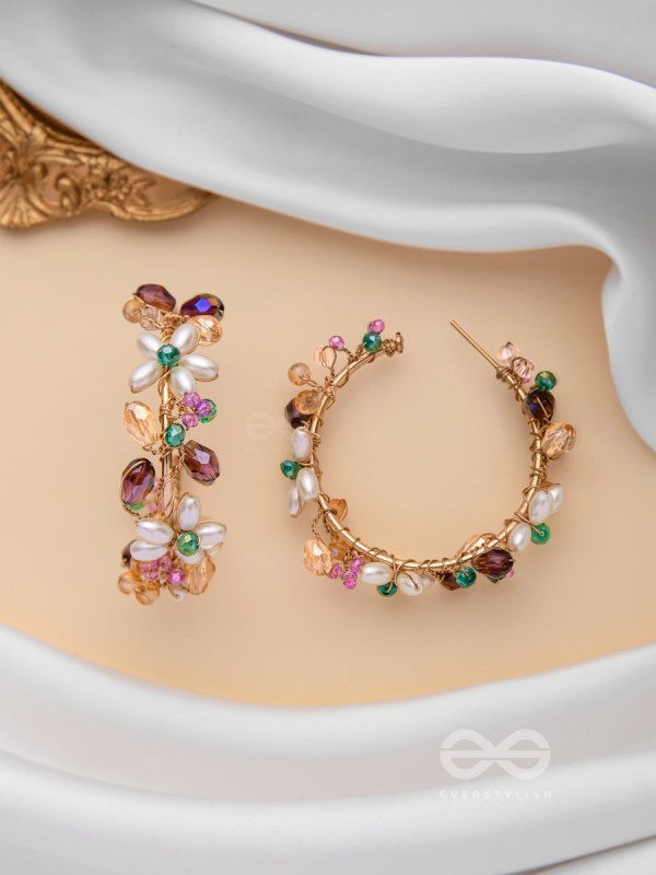 The Multicolored Blossom - Beaded Hoop Earrings