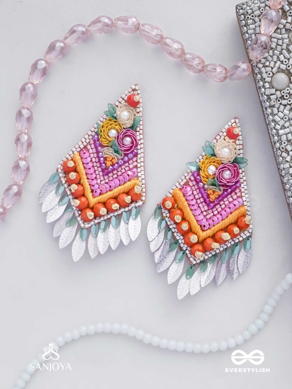 Kavisha - The Masterpiece - Pearls, Sequins And Beads Hand Embroidered Earrings (Multicolor)