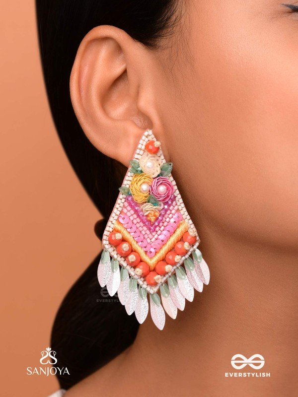 Kavisha - The Masterpiece - Pearls, Sequins And Beads Hand Embroidered Earrings (Multicolor)