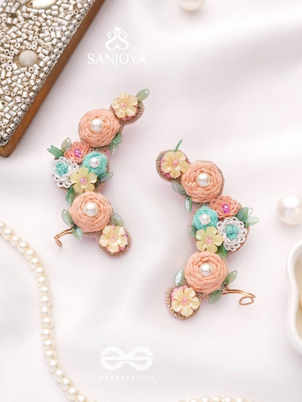 Meghamala - The Garland Of Clouds - Sequins, Beads, Pearls And Resham Hand Embroidered Earrings