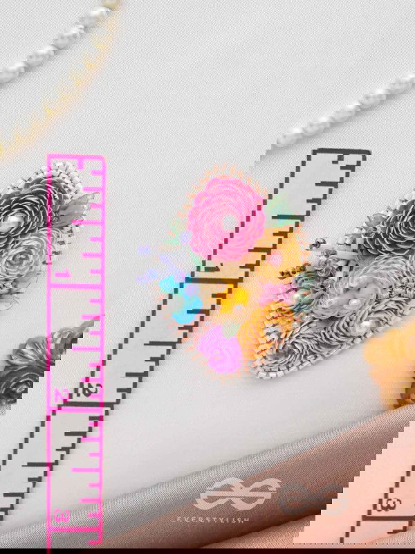 VASANTIKA- THE SPRING BLOOM - SEQUINS,PEARLS AND RESHAM EMBROIDERED EARRINGS (MULTICOLOR)