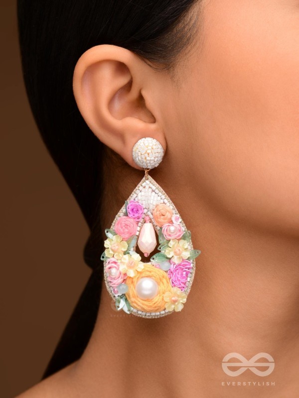 Anahata - The Harmonious Elegance - Sequins, Cutdana And Resham Hand Embroidered Earrings