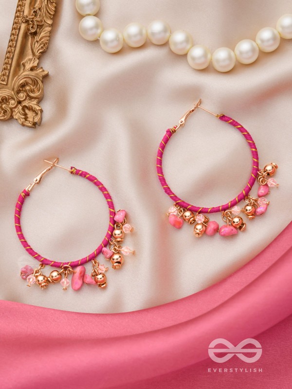 THE BLUSHING SWEETPEA - WRAPPED WITH SILK THREAD HOOP EARRINGS