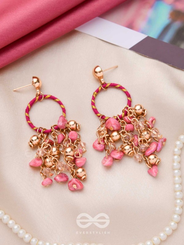 THE FUCHSIA GARDEN - WRAPPED WITH SILK THREAD DROP EARRINGS