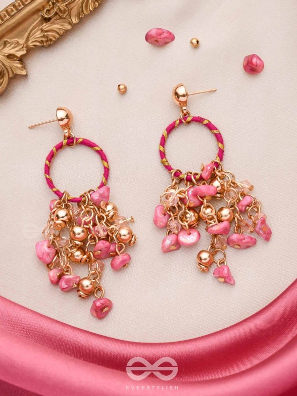THE FUCHSIA GARDEN - WRAPPED WITH SILK THREAD DROP EARRINGS
