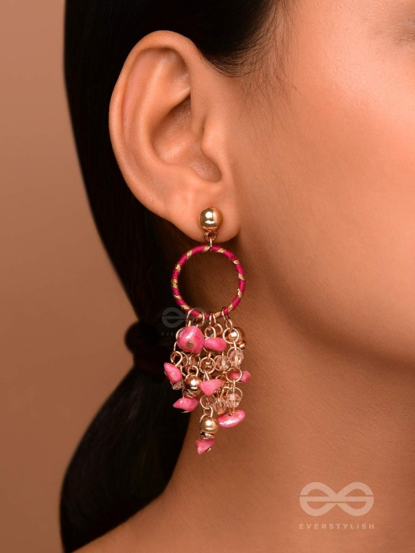 THE FUCHSIA GARDEN - WRAPPED WITH SILK THREAD DROP EARRINGS