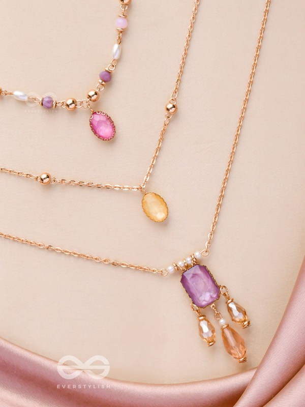 The Ravishing Rhinestones - Golden Multilayer Neckpiece With Anti-Tarnish Coating