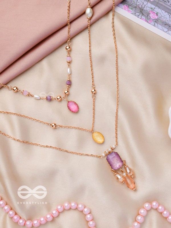 The Ravishing Rhinestones - Golden Multilayer Neckpiece With Anti-Tarnish Coating