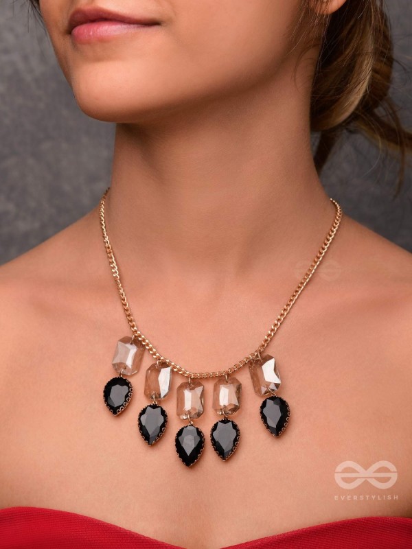 The Shadowed Nights -Golden Statement Neckpiece With Anti-Tarnish Coating 