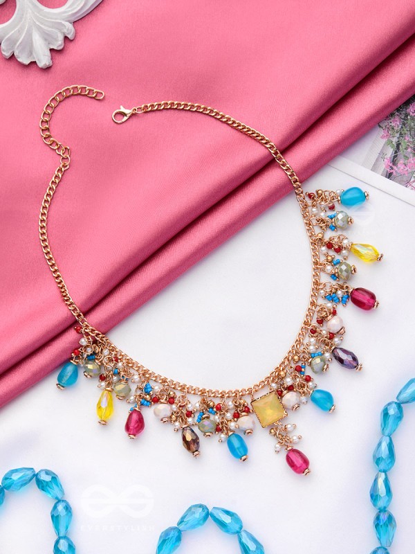 Mushita - The Ravishing Charisma - Golden Embellished Multicolor Neckpiece With Anti-Tarnish Coating 