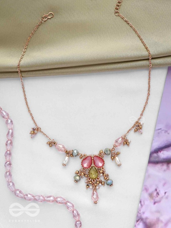 The Droplets Of Glamour - Golden Embellished Neckpiece With Anti-Tarnish Coating