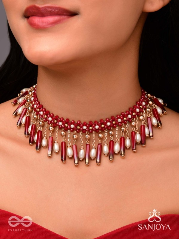 Sadhya - The Stellar Reflections - Golden Embellished Hand Embroidered Neckpiece With Anti-Tarnish Coating 