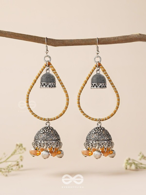 THE SUNLIT DROPS  - OXIDISED EMBELLISHED EARRINGS