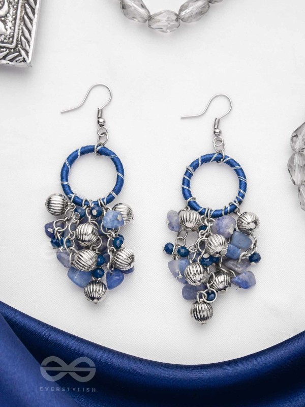 THE SAPHIRE GARDEN - WRAPPED WITH SILK THREAD DROP EARRINGS