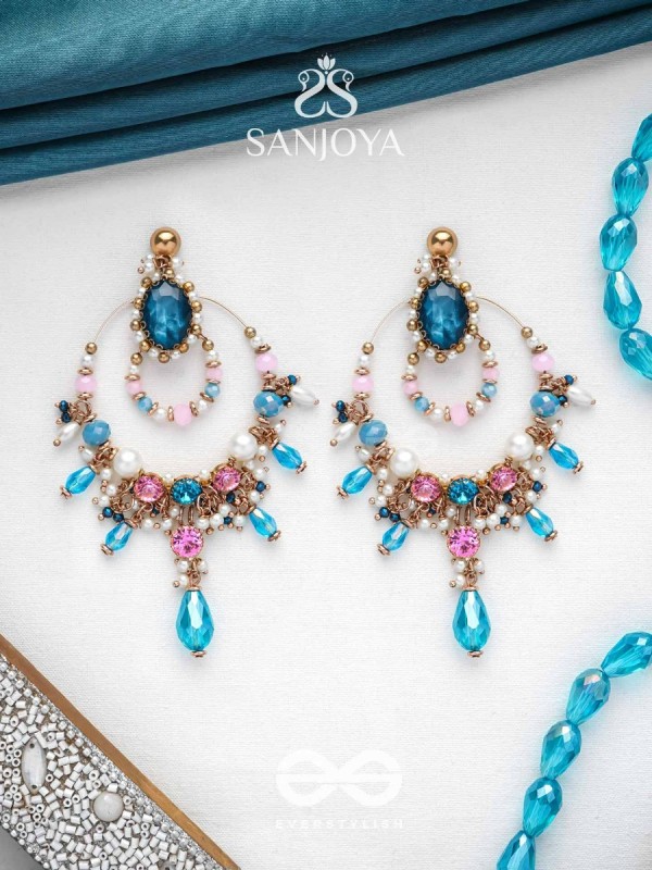 Abhram - The Shimmering Sky - Statement Golden Embellished Earrings 