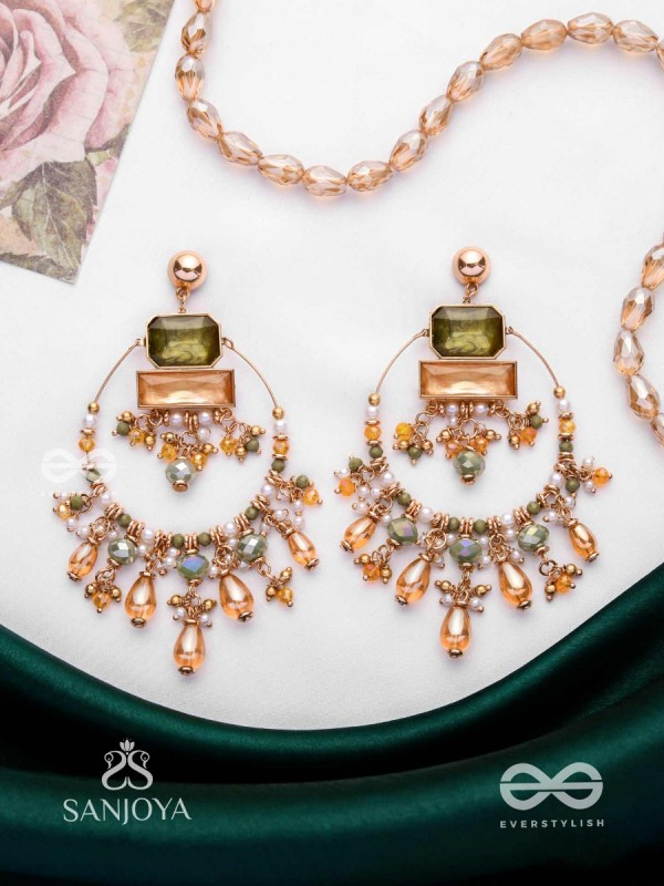 Abhivivas - The Shining Beauties - Statement Golden Embellished Earrings 