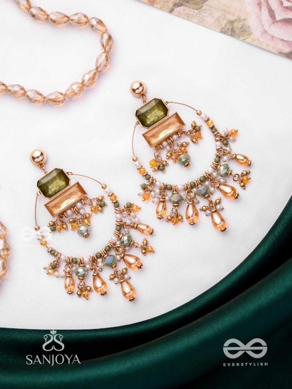 Abhivivas - The Shining Beauties - Statement Golden Embellished Earrings 