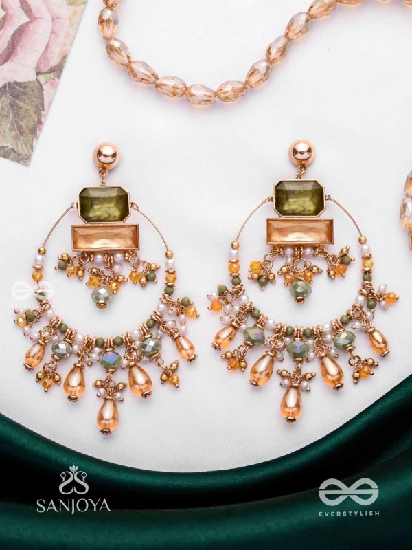 Abhivivas - The Shining Beauties - Statement Golden Embellished Earrings 