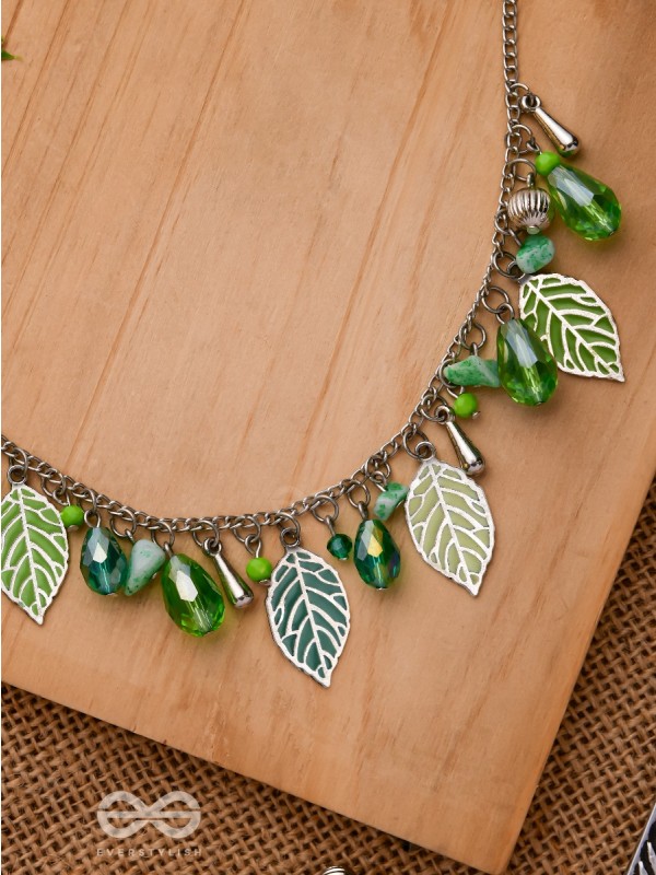 WHAT A RE-LEAF - GREEN AND SILVER NECKPIECE