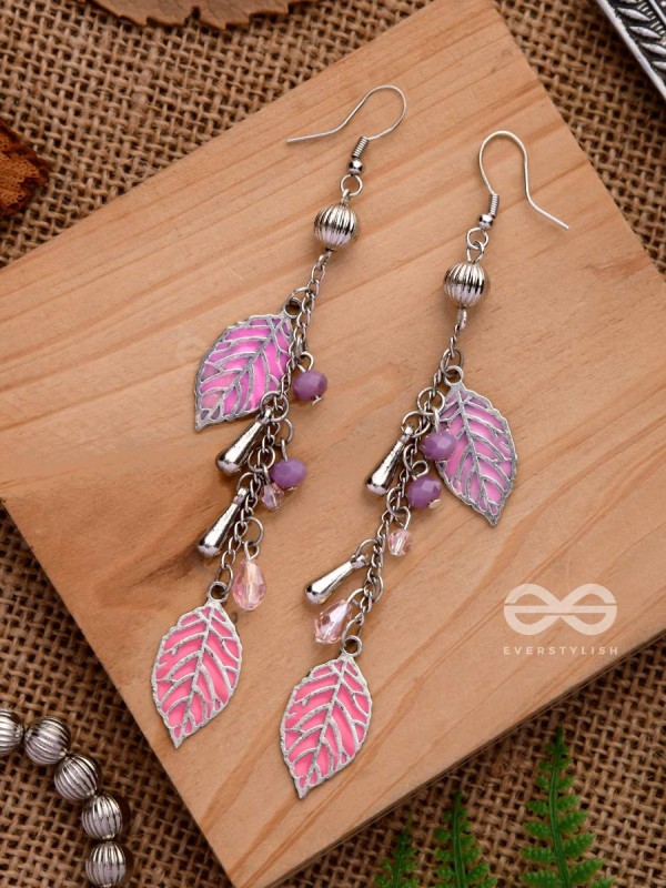 THE DANCING LEAFLETS - CASUAL DROP EARRINGS (PINK)