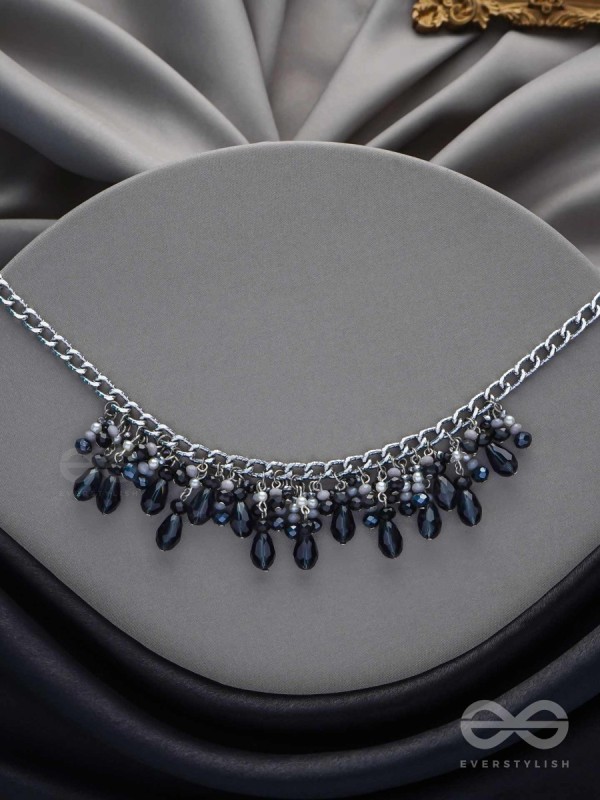 THE CHARMING NIGHTS- BLACK AND SILVER DROP NECKPIECE