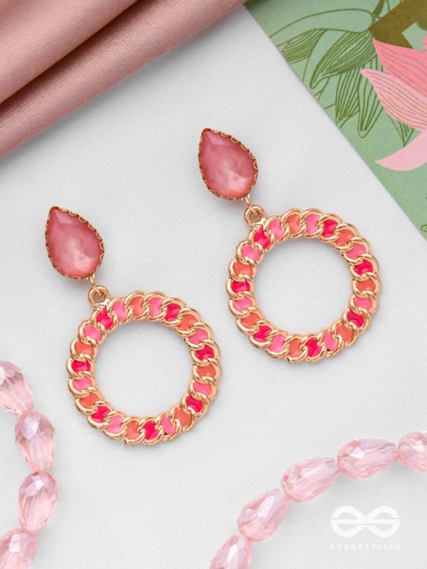 PINK OPULENCE - PEAR GEMSTONE DROP EARRINGS
