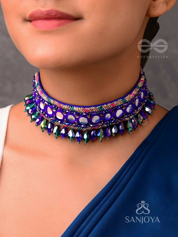 Edhas - The Luminous Radiance - Mirror, Beads And Cutdana Hand Embroidered Neckpiece