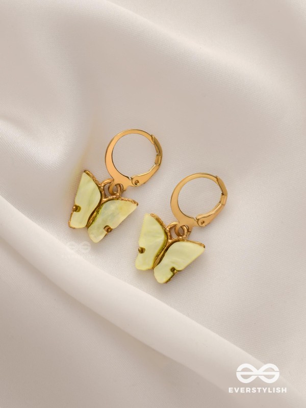 TAKE THE SKY LIKE A BUTTERFLY - CUTE GOLDEN DANGLER EARRINGS (LEMON YELLOW)