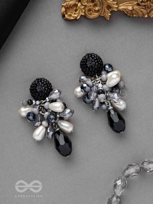 ESCAPING THE NIGHT- BLACK AND GRAY DROP EARRINGS