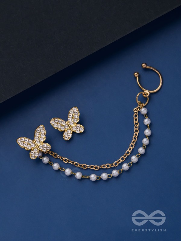 IN-FLIGHT DELIGHT - GOLDEN EAR-CUFF & STUD-EARRING