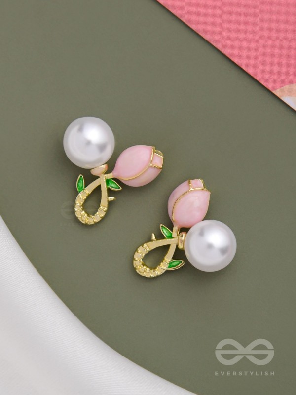 BUDDING PEARLS - PINK AND GOLDEN STUDS