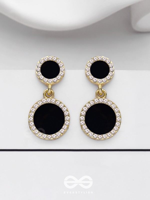 MIDNIGHT ENCHANTMENT - GOLDEN AND BLACK DROP EARRINGS
