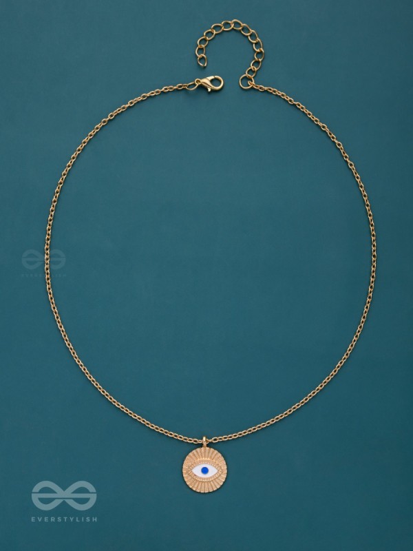 An Eye For An Eye - Golden Casual Neckpiece With Anti-Tarnish Coating 