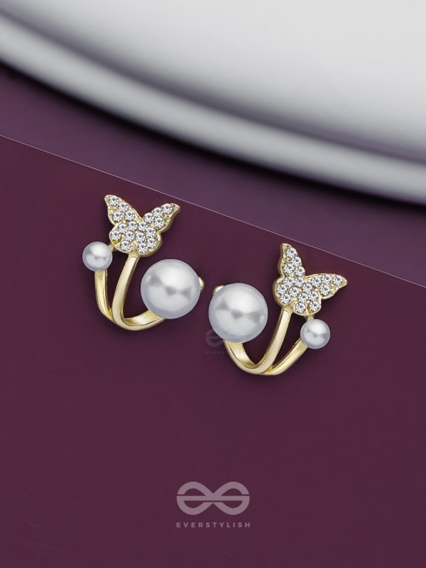 BLOOM-TASTIC BUTTERFLIES - GOLDEN PEARL STUDS