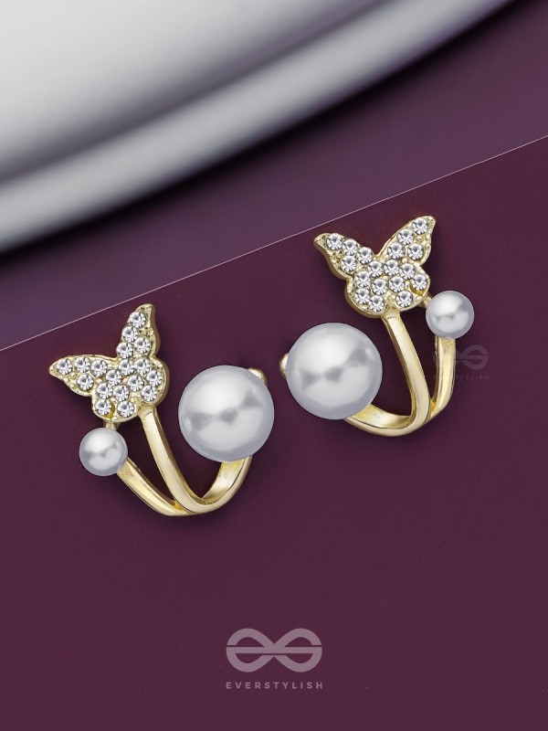 BLOOM-TASTIC BUTTERFLIES - GOLDEN PEARL STUDS