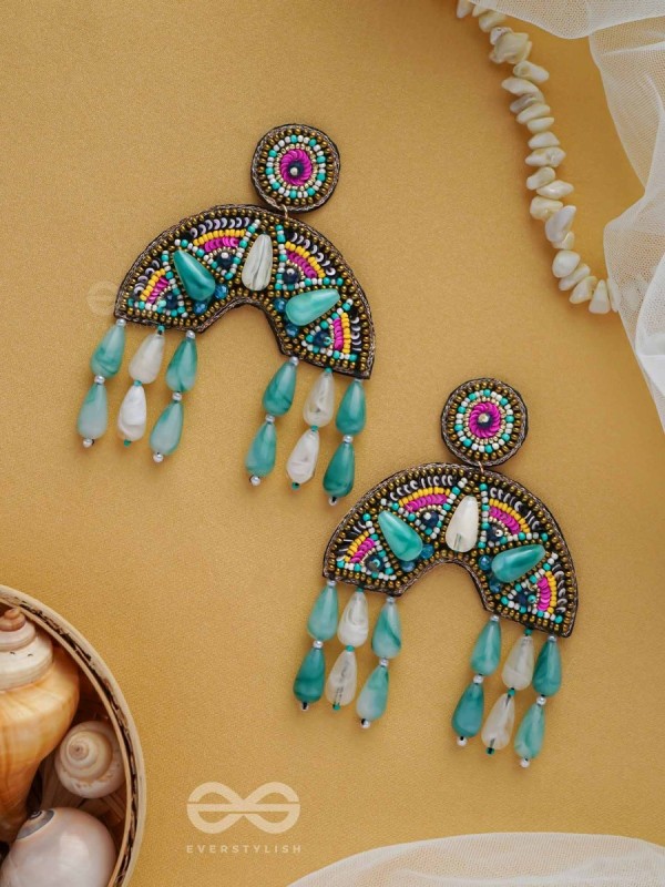 SAMANVITA - THE HARMONIOUS MELANGE - SEQUINS, BEADS AND MARBLE DROP EMBROIDERED EARRINGS (MULTICOLOR)