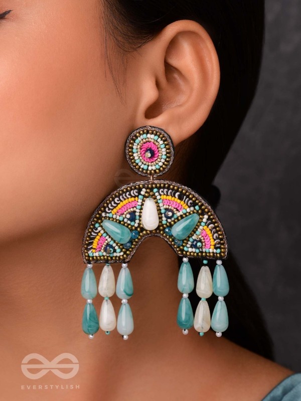 SAMANVITA - THE HARMONIOUS MELANGE - SEQUINS, BEADS AND MARBLE DROP EMBROIDERED EARRINGS (MULTICOLOR)