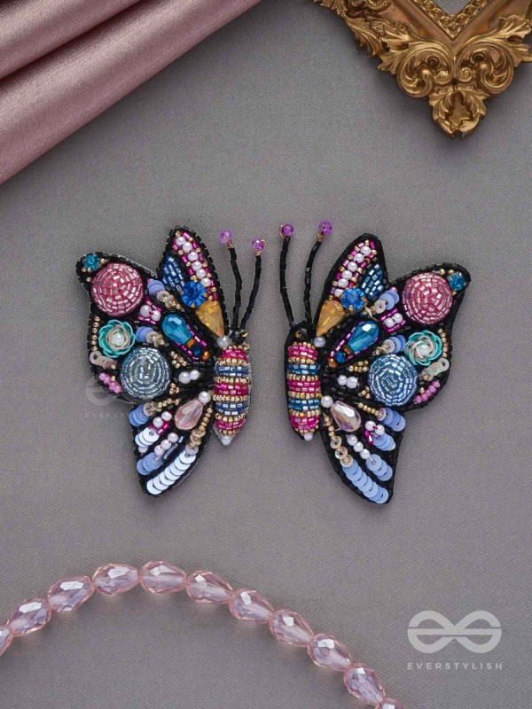 Vanyapadmini - The Gilded Flutter - Sequins, Beads And Cutdana Hand Embroidered Earrings (Multicolor)
