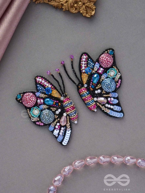 Vanyapadmini - The Gilded Flutter - Sequins, Beads And Cutdana Hand Embroidered Earrings (Multicolor)